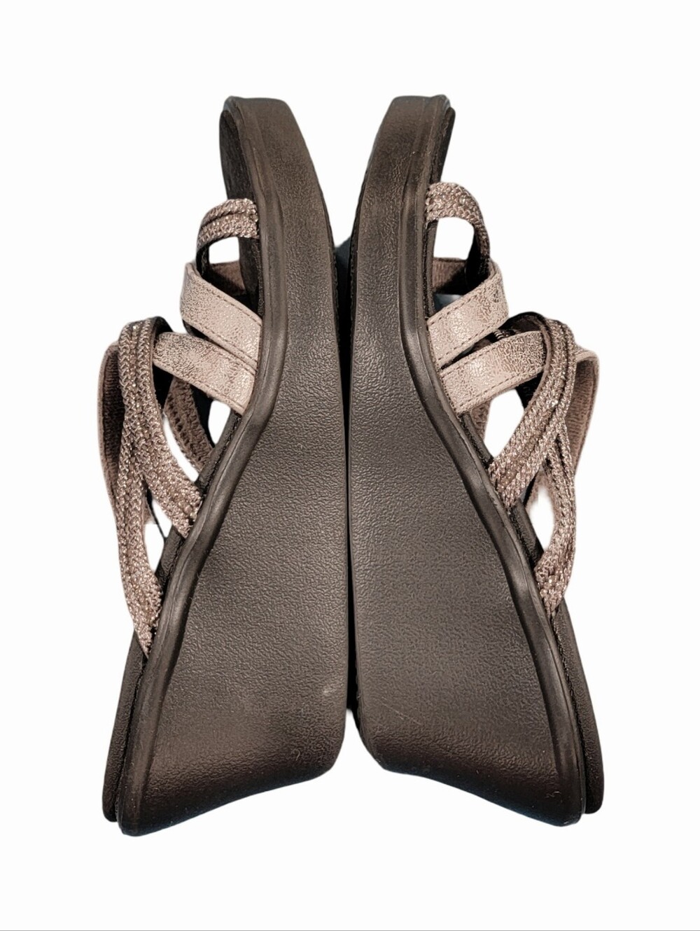 Skechers Cali Rumble On Classy Way Pewter Wedge Sandals Multi Strap Slide Womens - Picture 7 of 15